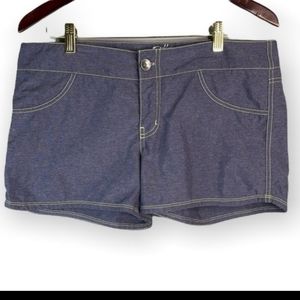 Oakley Blue Board Shorts denim look swim cover up beach snap fly dry fast 11/12